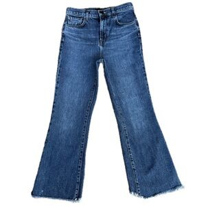 👖📚 J BRAND Julia‎ Flare Jeans | Romance Wash Raw Hem Distressed Hem Women’s 26